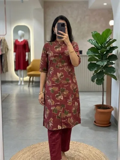 Maroon Red Floral Traditional Salwar Set